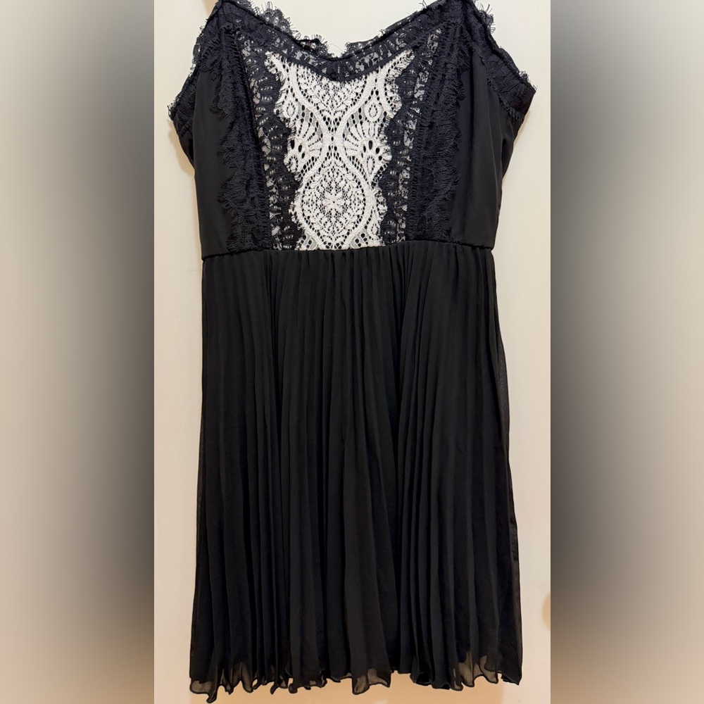 Lily Rose a Black & White Dress with Lace Detail & Accordion Skirt (VGUC) - Picture 2 of 9